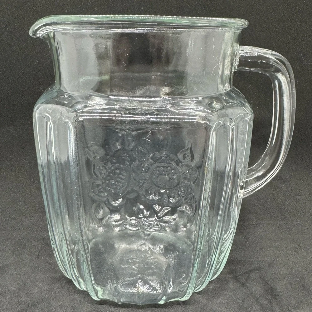 Anchor Hocking Clear Mayfair Open Rose Square Pitcher 37 oz